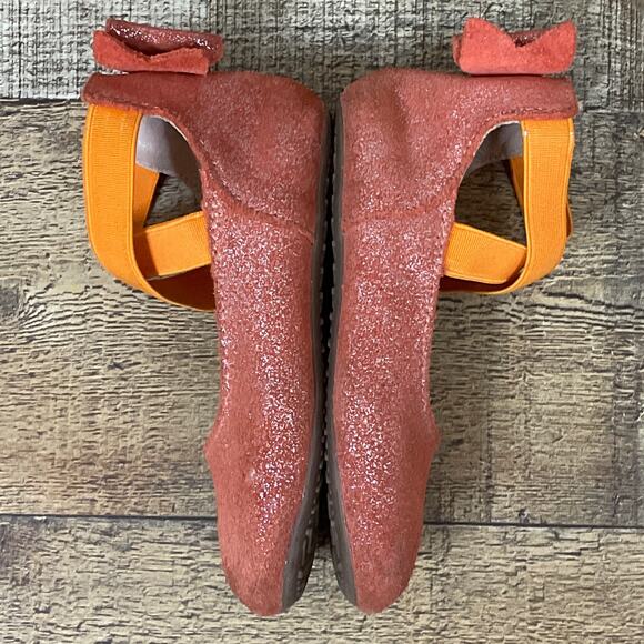 Monkey Feet Sparkly Orange Ballet Flats Elastic Strap Size 18-24 Months - Picture 6 of 9